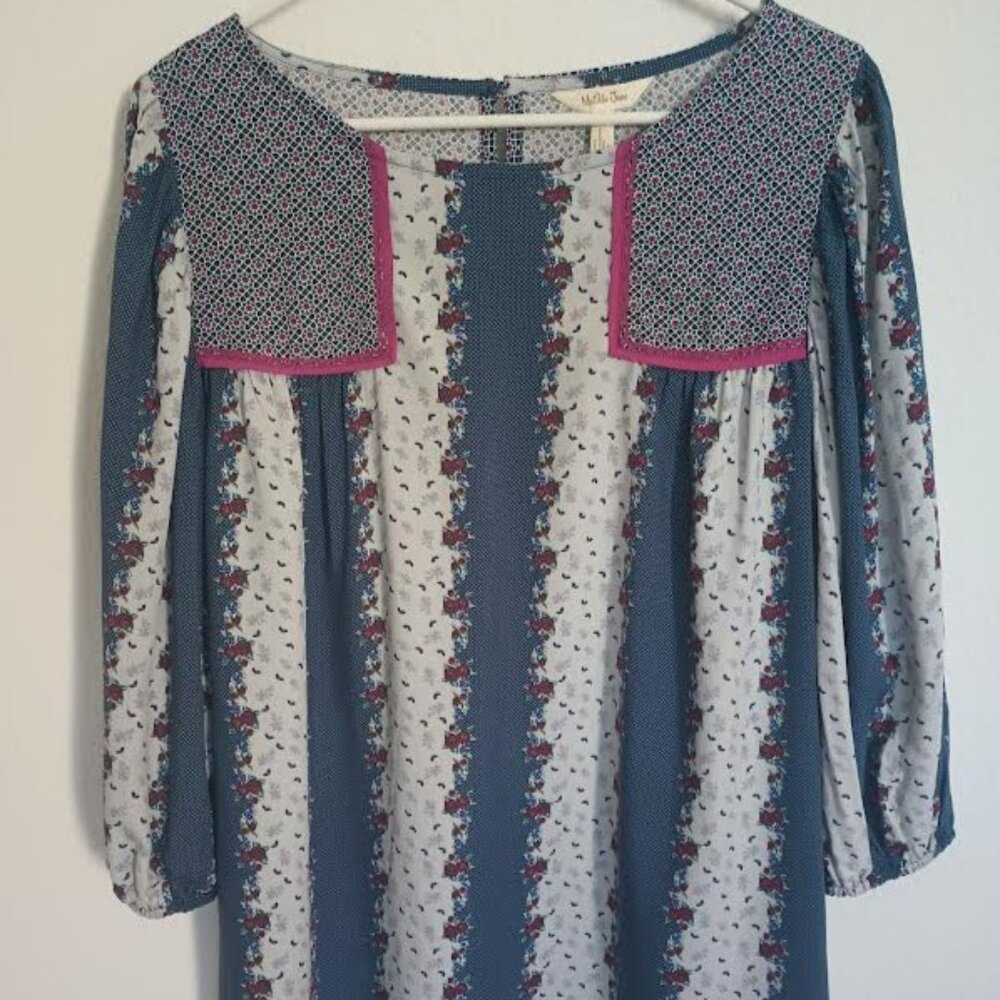 NWT MATILDA JANE WOMEN'S A QUICK GETAWAY TOP 3/4 SLEEVE FLORAL POLKA DOT MEDIUM
